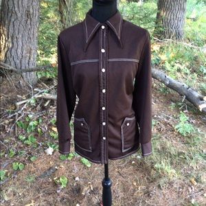 Vintage 70s Mod button down shirt jacket poly